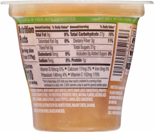 Del Monte® Gut Love Stay Well Pineapple in Pineapple Ginger Flavored Juice Fruit Cup Perspective: back