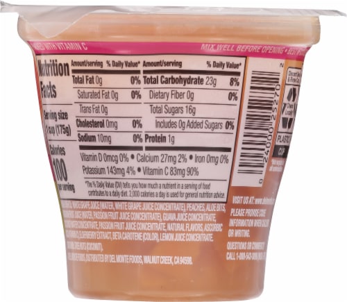 Del Monte® Glow On Stay Well Peaches in Passion Fruit Guava Flavored Juice Fruit Cup Perspective: back
