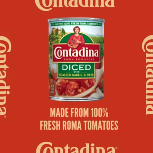 Contadina Diced Tomatoes with Roasted Garlic Perspective: back