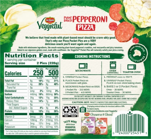 Del Monte® Veggieful™ Plant-Based Pepperoni Pizza Pocket Pies Perspective: back