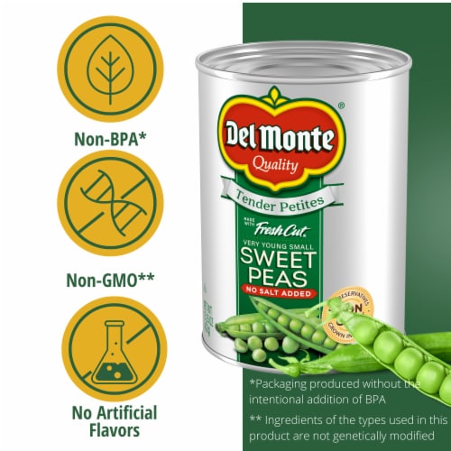Del Monte No Salt Added Tender Petites Very Young Small Sweet Peas Perspective: back