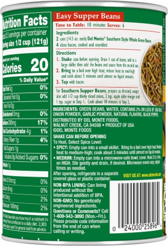 Del Monte Southern Style Whole Green Beans Perspective: back
