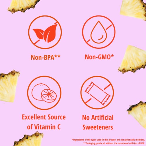 Del Monte Bubble Fruit Pineapple Gel Tropical Fruit Cup Snacks Perspective: back