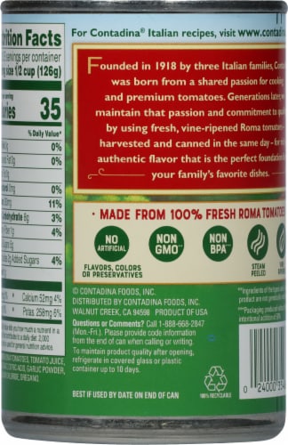 Contadina® Diced with Italian Herbs Roma Tomatoes Perspective: back