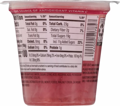 Del Monte® Red Grapefruit Fruit Cup Snacks Perspective: back