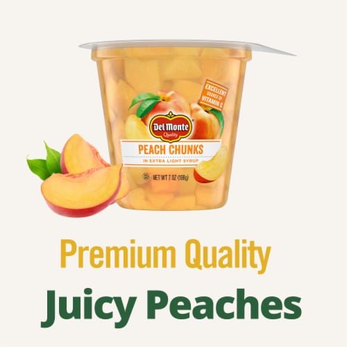 Del Monte Yellow Cling Peach Chunks in Extra Light Syrup Fruit Cup Perspective: back