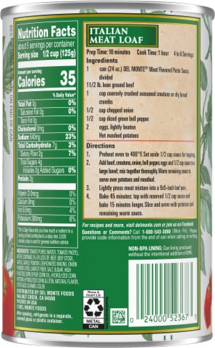 Del Monte® Meat Flavored Pasta Sauce Perspective: back