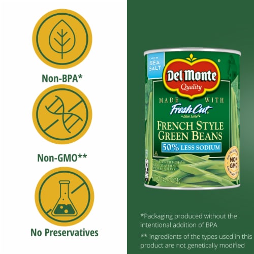 Del Monte Blue Lake 50% Less Sodium French Style Green Beans Perspective: back