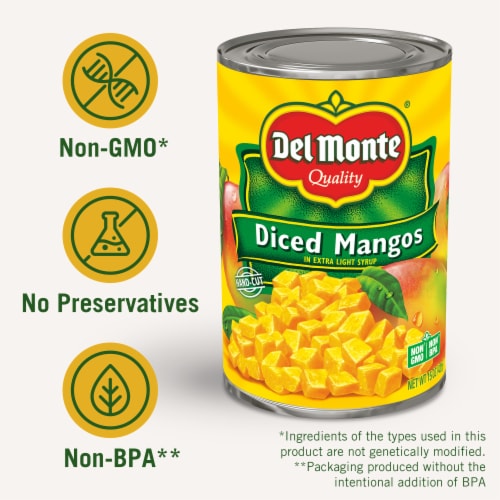 Del Monte® Diced Mango in Extra Light Syrup Canned Fruit Perspective: back