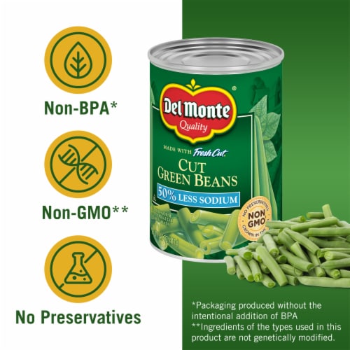 Del Monte Reduced Sodium Cut Green Beans Perspective: back