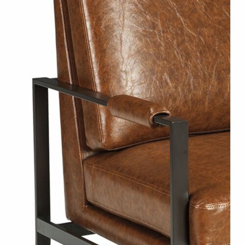 Ashley Peacemaker Faux Leather Accent Chair in Brown Perspective: back