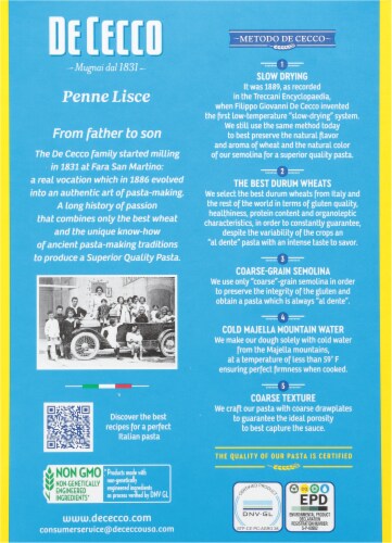 De Cecco Penne Pasta Perspective: back