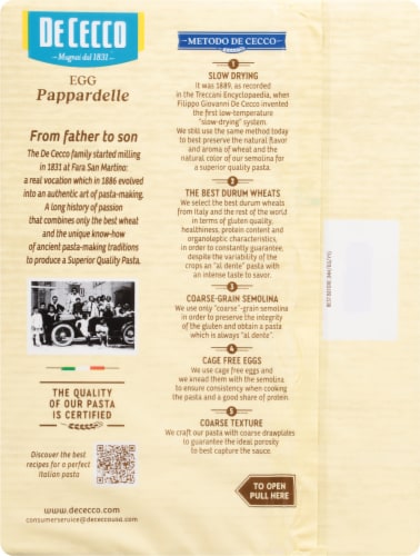 De Cecco Pappardelle Egg Noodles Perspective: back