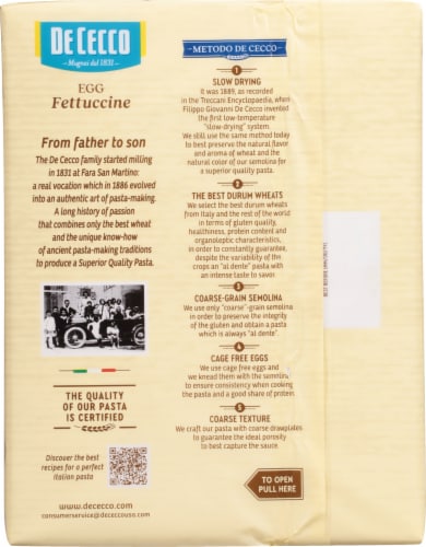 De Cecco® Fettuccine Enriched Egg Noodles Perspective: back