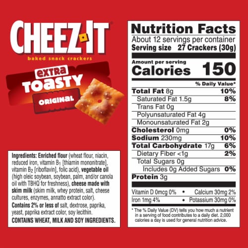 Cheez-It Extra Toasty Cheese Crackers Perspective: back