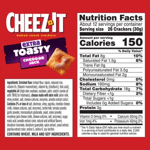 Cheez-It® Extra Toasty Cheddar Jack Cheese Crackers Perspective: back