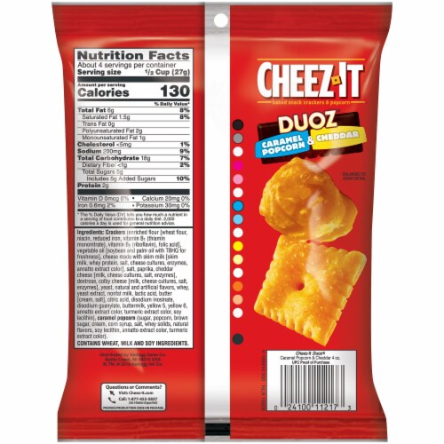 Cheez It Caramel Popcorn & Cheddar Baked Cracker Snacks & Popcorn Perspective: back