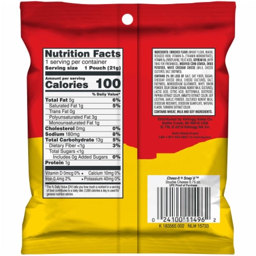 Kellogg's Cheez It® Caddies Crackers Double Cheese Perspective: back
