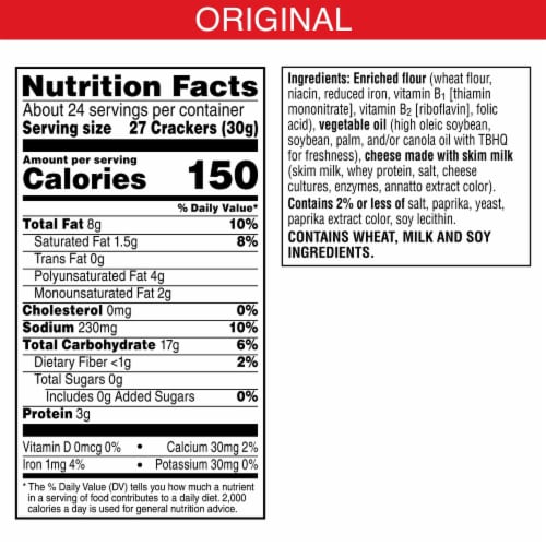 Cheez-It® Original Cheese Crackers Perspective: back