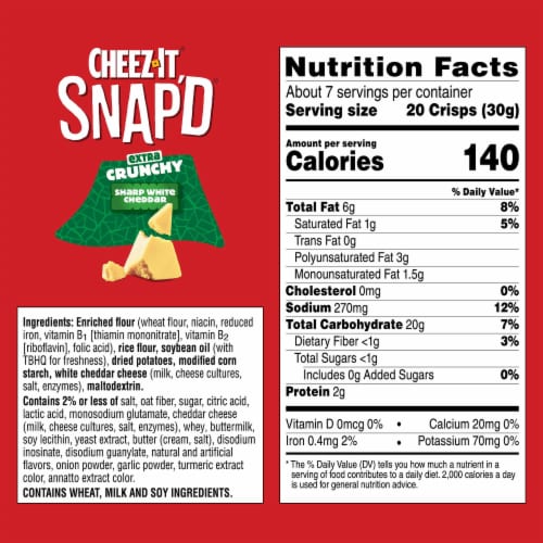 Cheez-It® Snap'd Sharp White Cheddar Cheese Crackers Perspective: back