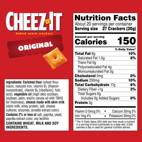 Cheez-It Original Cheese Crackers Family Size Perspective: back