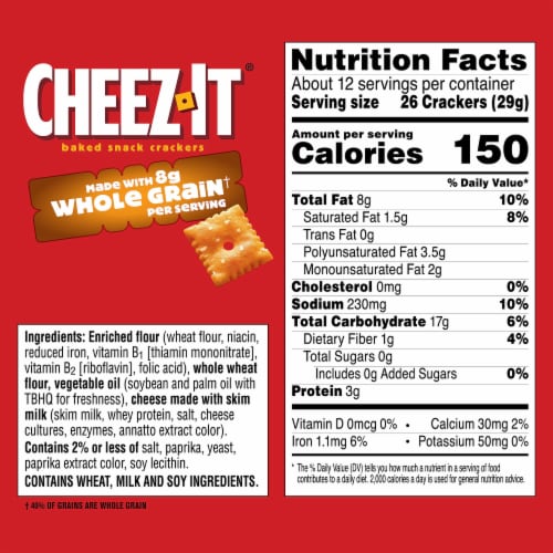 Cheez-It® Made with Whole Grain Cheese Snack Crackers Perspective: back