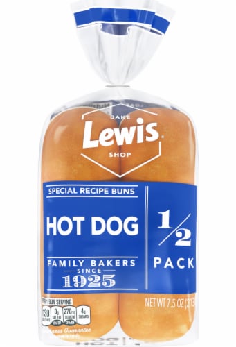 Lewis Bake Shop White Half Pack Hot Dog Buns Perspective: back