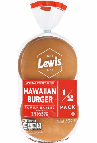 Lewis Bake Shop 1/2 Sweet Hawaiian Hamburger Buns Perspective: back