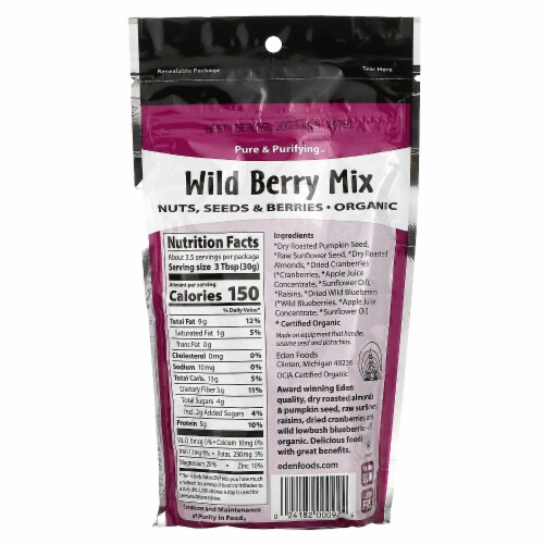 Eden Foods Wild Berry Mix Nuts Seeds & Berries - 4 oz (113 g) Perspective: back