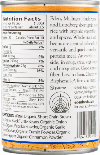 Eden Organic Caribbean Rice & Beans Perspective: back