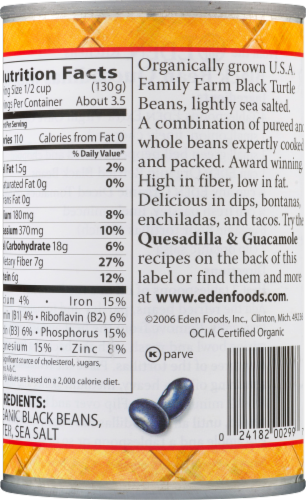 Eden Organic Refried Black Beans Perspective: back
