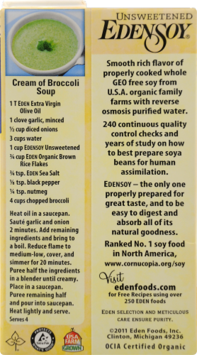 Organic Edensoy Unsweetened Soy Milk Perspective: back