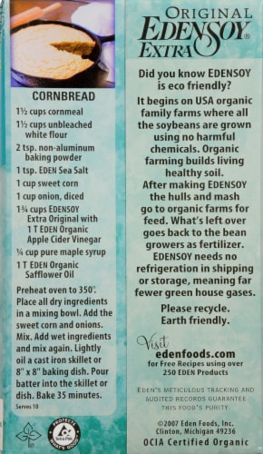Eden Soy Extra Organic Soymilk Original Perspective: back