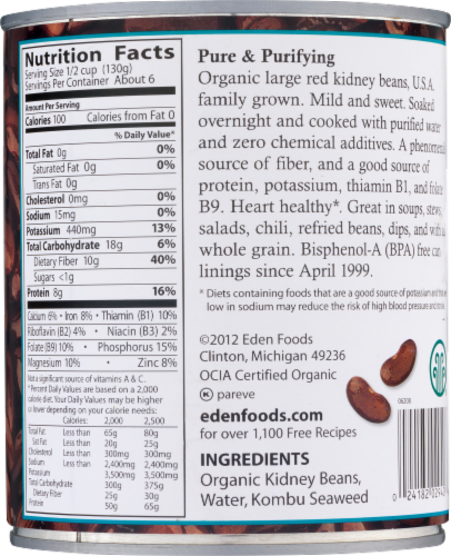 Eden Organic Kidney Beans Perspective: back