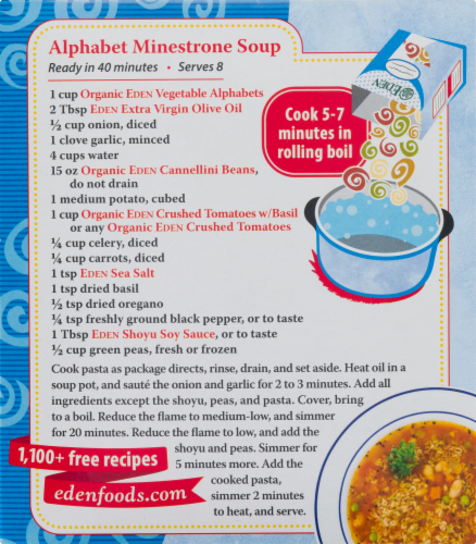Eden Organic Vegetable Alphabets Pasta Perspective: back