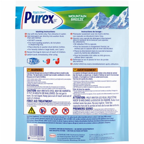 Purex® 4-in-1 Mountain Breeze Laundry Detergent Pacs Perspective: back