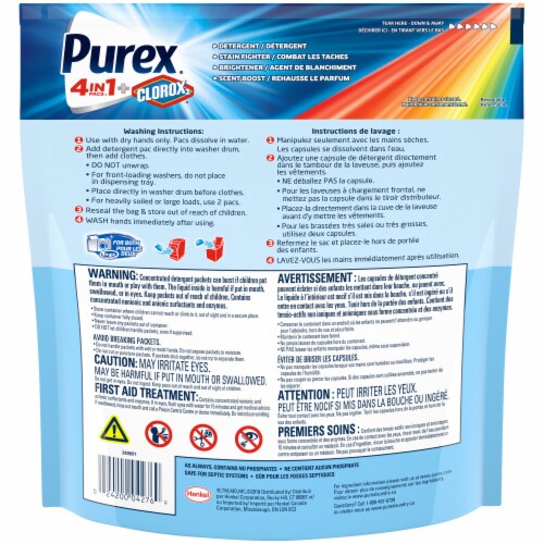 Purex 4 in 1 Clorox2 Original Fresh Scent Pacs Laundry Detergent Pods Perspective: back
