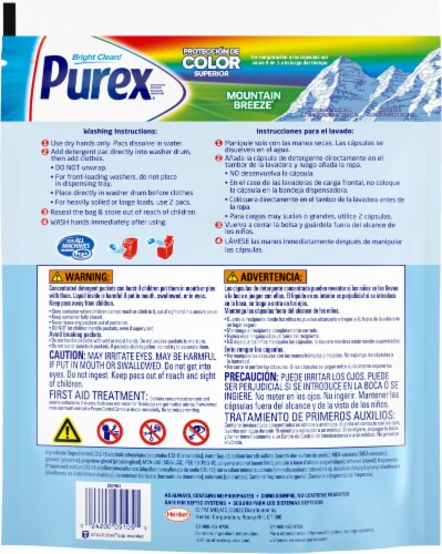 Purex® Mountain Breeze® 4-In-1 Concentrated Laundry Detergent Pacs Perspective: back