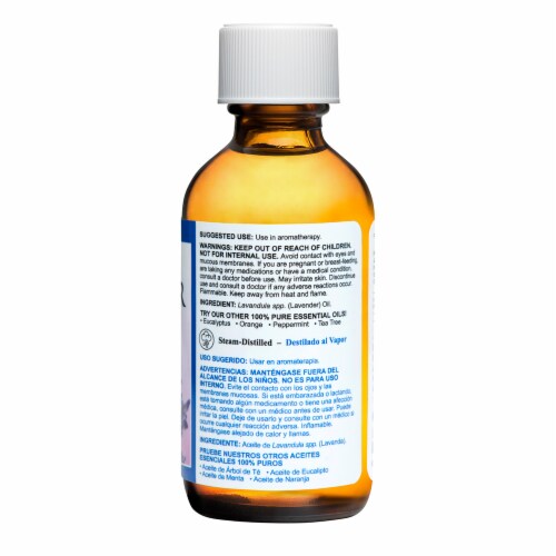 De La Cruz Lavender Essential Oil, Steam-Distilled, 100% Pure for Aromatherapy 2 FL. OZ. Perspective: back