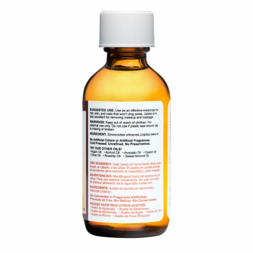 De La Cruz 100% Pure Unrefined Jojoba Oil Skin & Hair Moisturizer Perspective: back