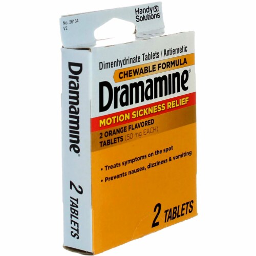 Dramamine Motion Sickness Relief Chewable Tablets, Orange, 2 Ct Perspective: back