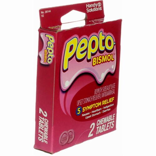 Pepto-Bismol 5 Symptom Digestive Relief Chewable Tablets, Original, 2 Ct Perspective: back