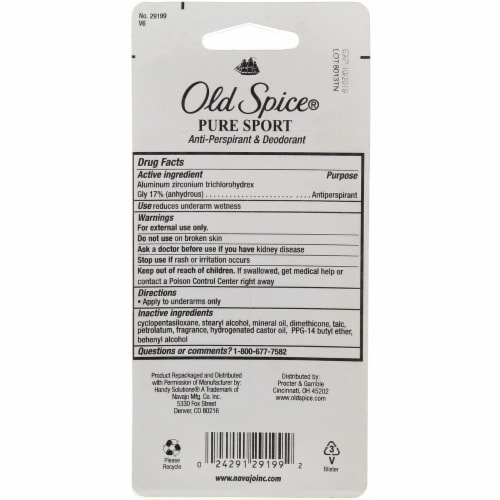 Old Spice High Endurance Deodorant Stick, Pure Sport, 0.5 oz Perspective: back