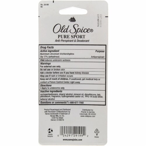 Old Spice High Endurance Deodorant Stick, Pure Sport, 0.5 oz Perspective: back
