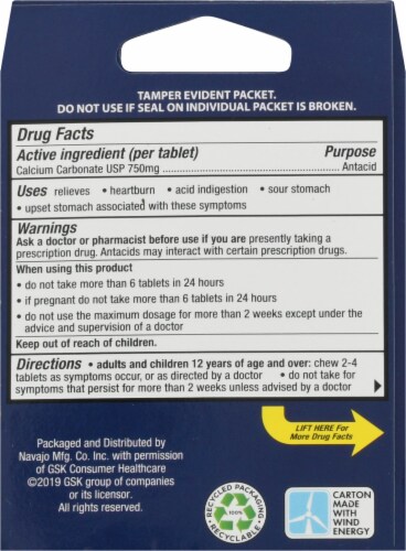 Tums Mixed Berry Antacid Chewy Bites Perspective: back