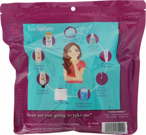 Handy Solutions Women's Toiletry Travel Kit with Resealable Bag Perspective: back