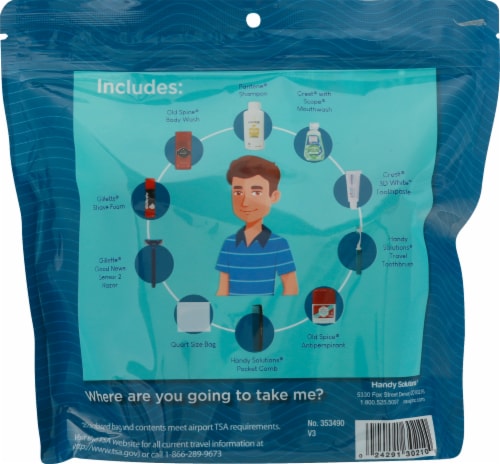 Handy Solutions Men's Toiletry Travel Kit with Resealable Bag Perspective: back