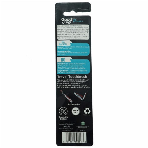 Good To Go Premium Anti-Microbial Travel Toothbrush Perspective: back