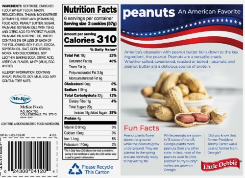 Little Debbie® Nutty Buddy® Peanut Butter Wafer Bars Perspective: back