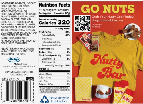 Little Debbie® Nutty Buddy® Peanut Butter Wafer Bars Big Pack Perspective: back
